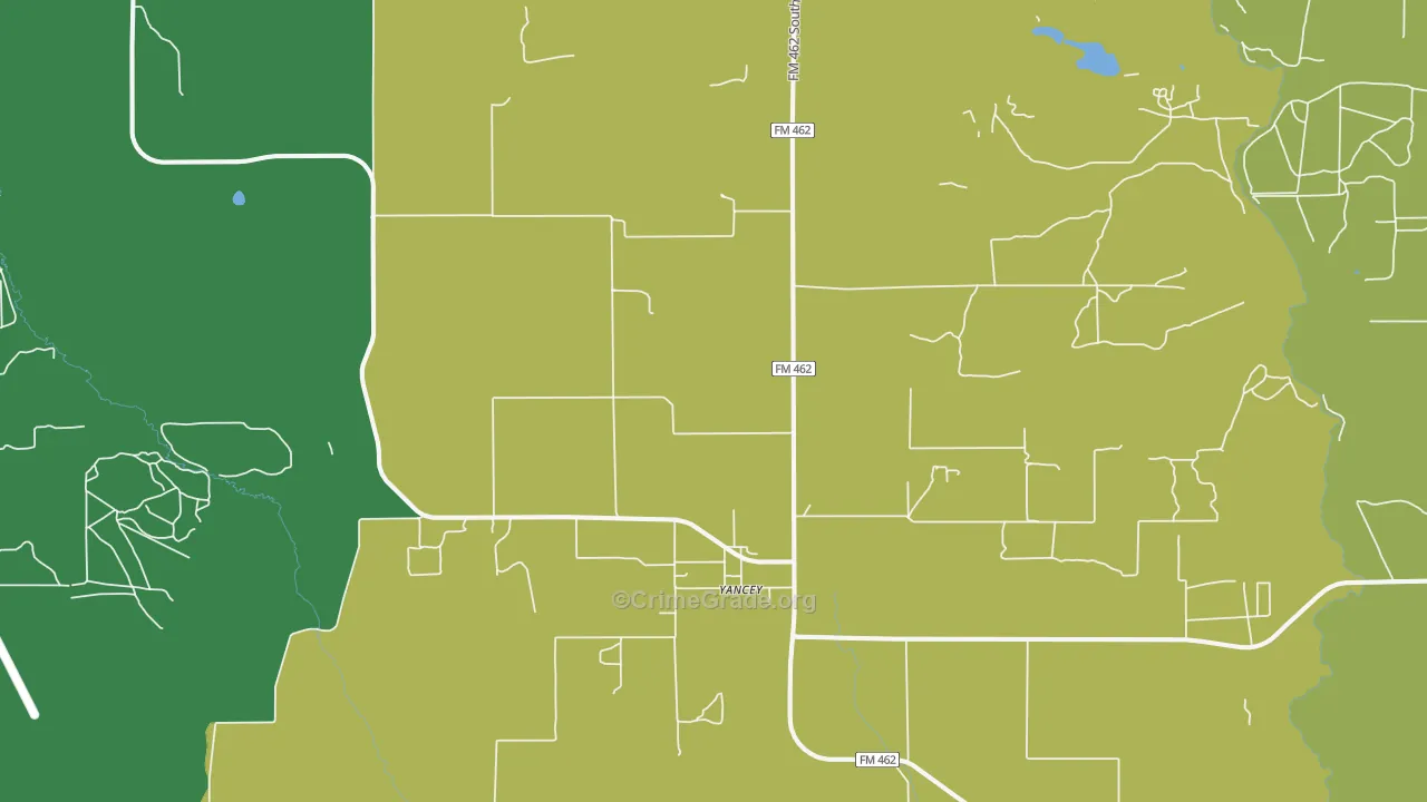 Yancey, TX Map of Burglary Rates