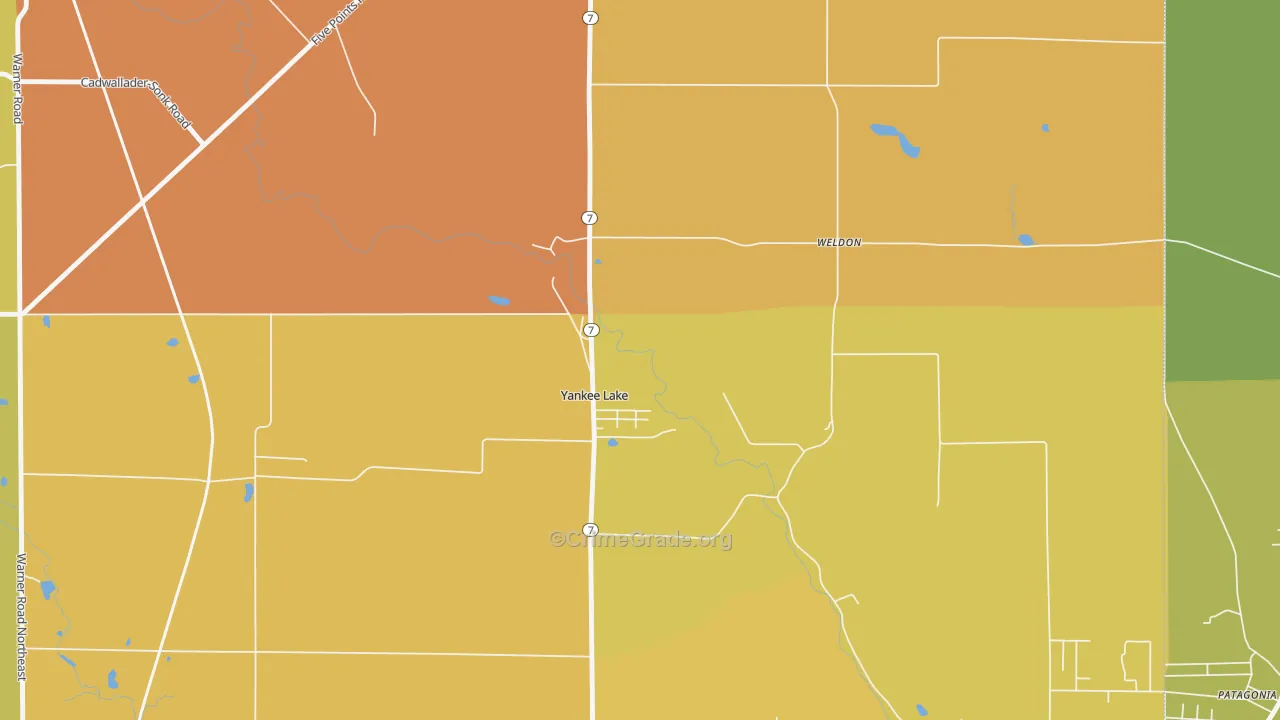 Yankee Lake, OH Map of Burglary Rates
