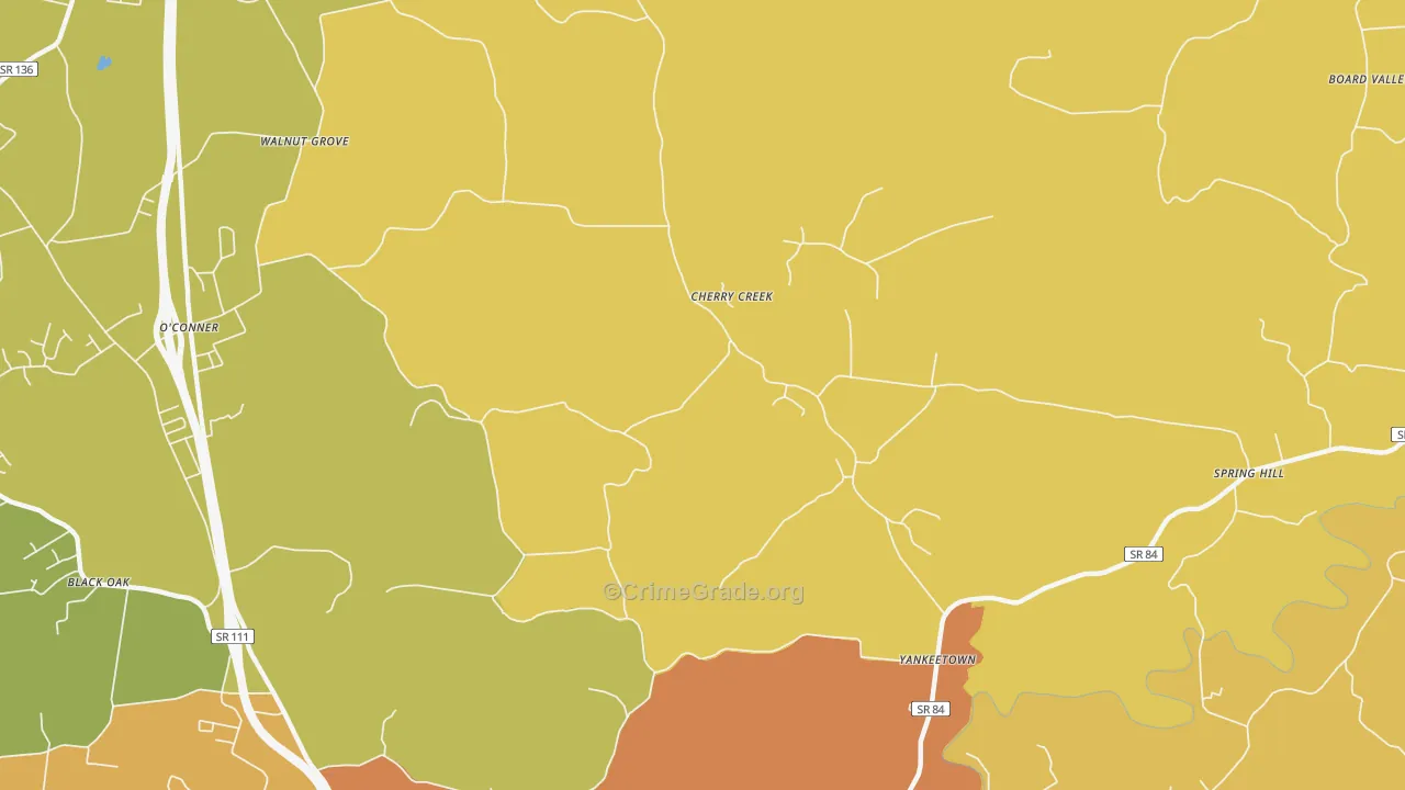 Yankeetown, TN Map of Burglary Rates