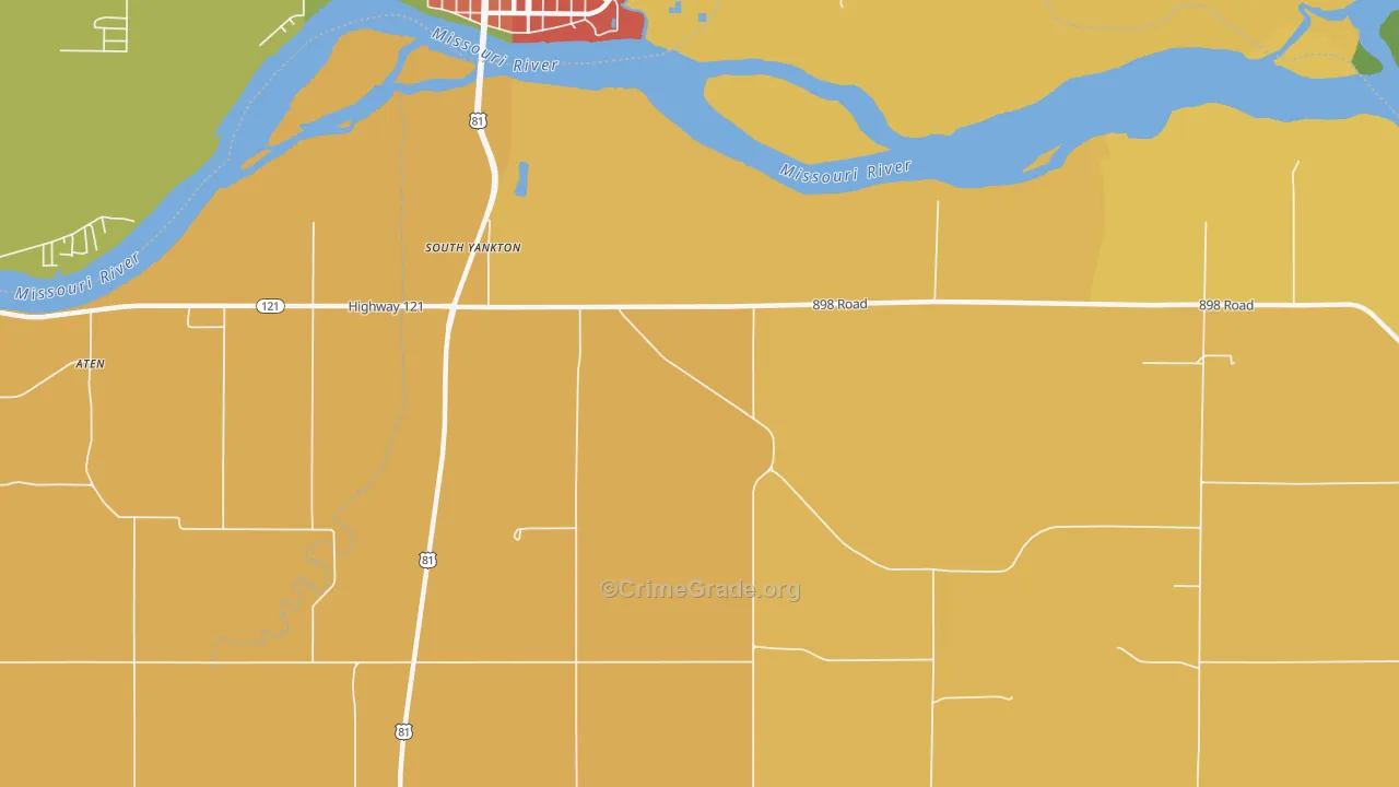 Yankton, NE Map of Burglary Rates