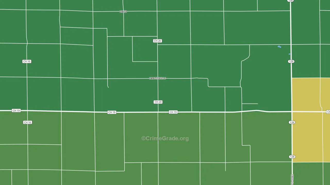 Yantisville, IL Map of Burglary Rates