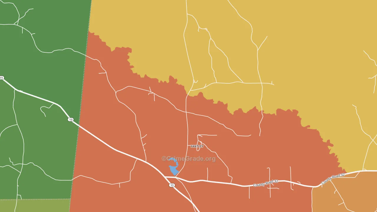 Yantley, AL Map of Burglary Rates