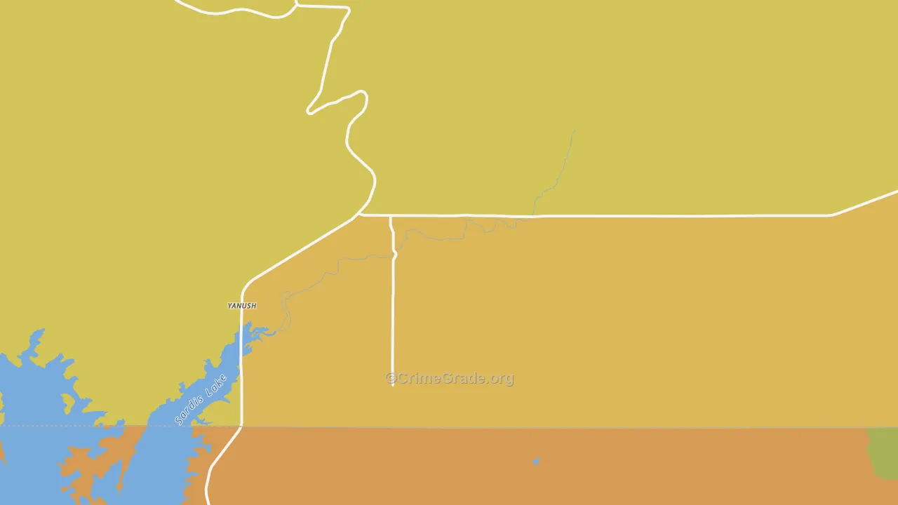 Yanush, OK Map of Burglary Rates