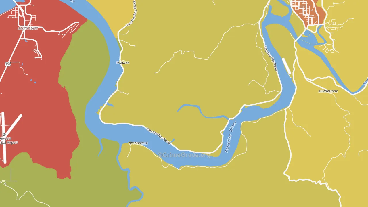 Yaquina, OR Map of Burglary Rates