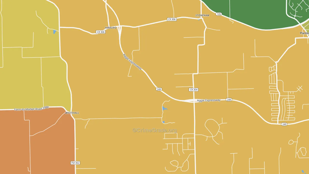 Yarboro, TX Map of Burglary Rates