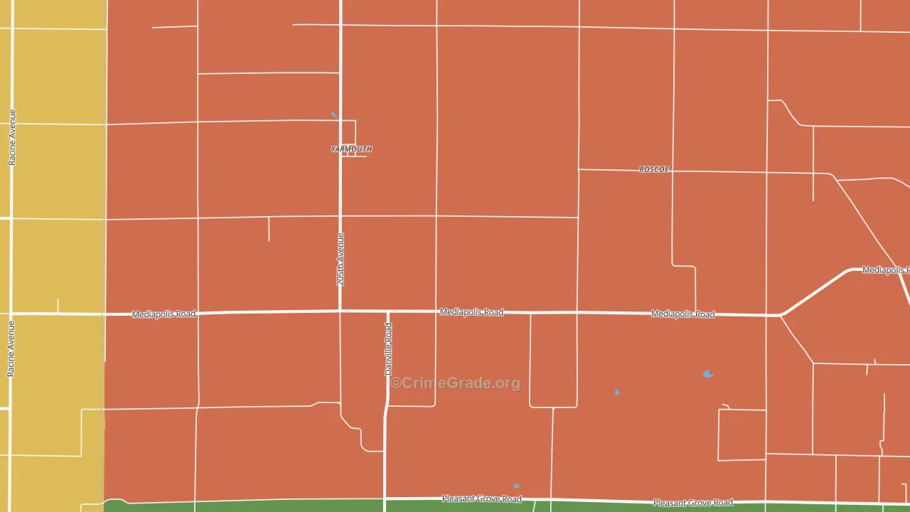 Yarmouth, IA Map of Burglary Rates