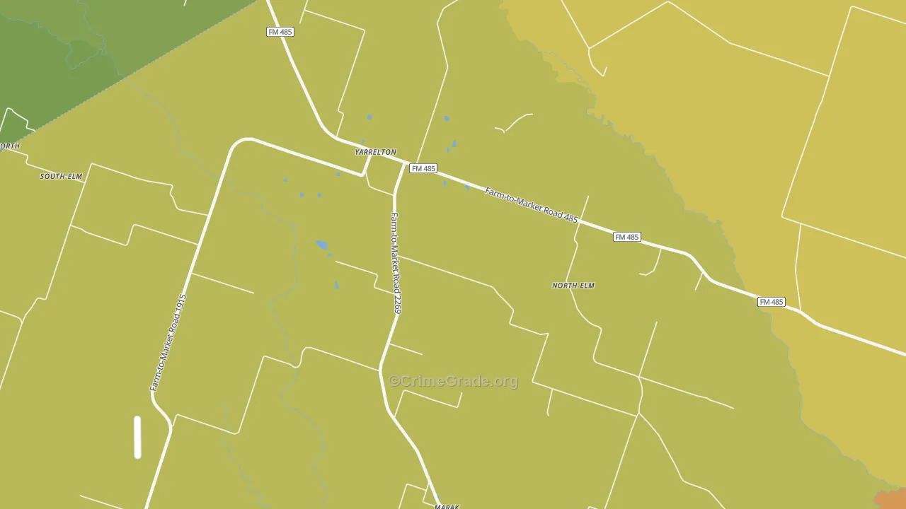 Yarrelton, TX Map of Burglary Rates