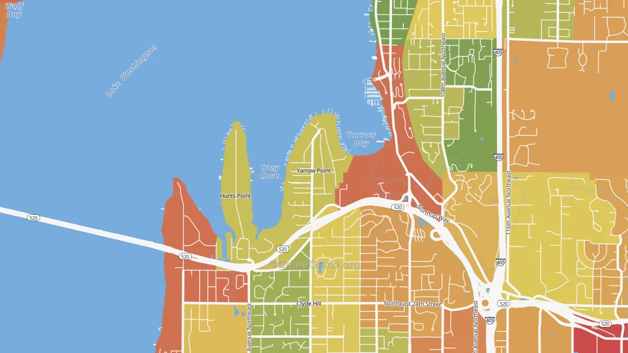 Yarrow Point, WA Map of Burglary Rates