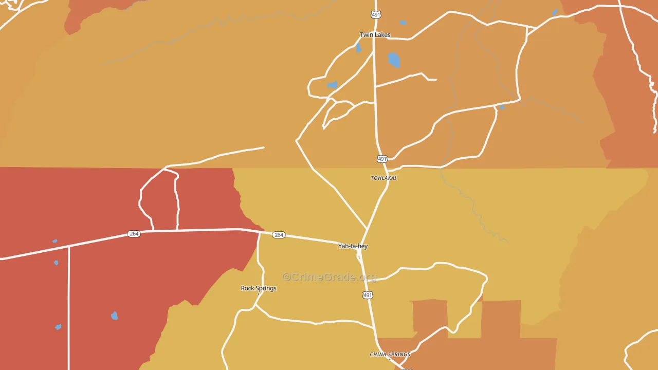 Yatahey, NM Map of Burglary Rates