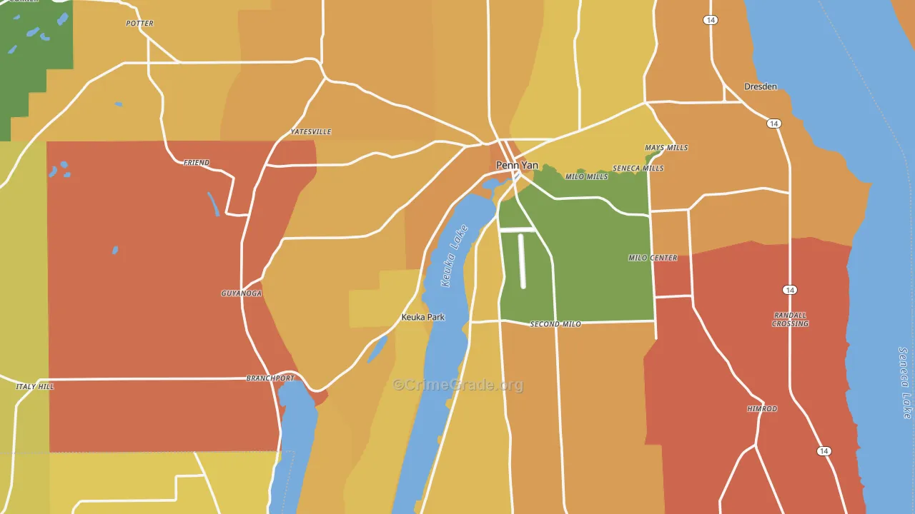 Yates County, NY Map of Burglary Rates