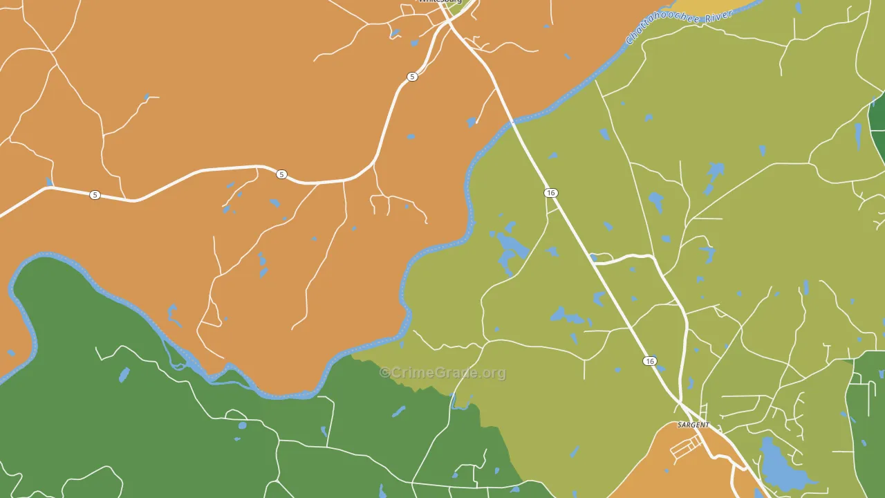 Yates, GA Map of Burglary Rates