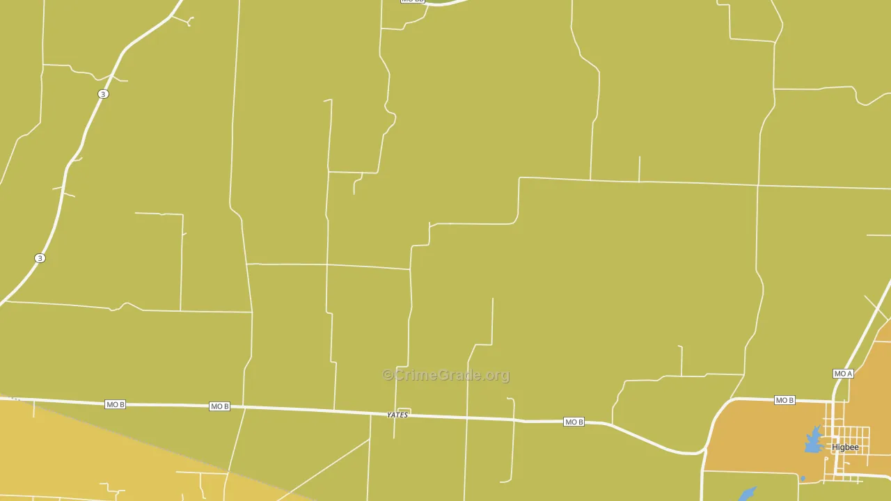 Yates, MO Map of Burglary Rates