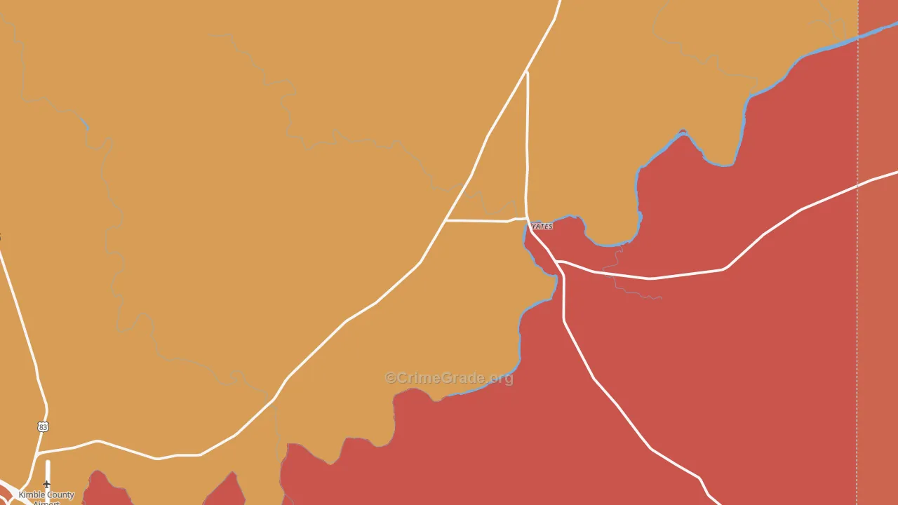 Yates, TX Map of Burglary Rates