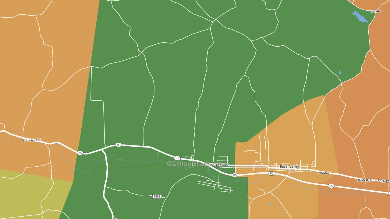 Yatesboro, PA Map of Burglary Rates