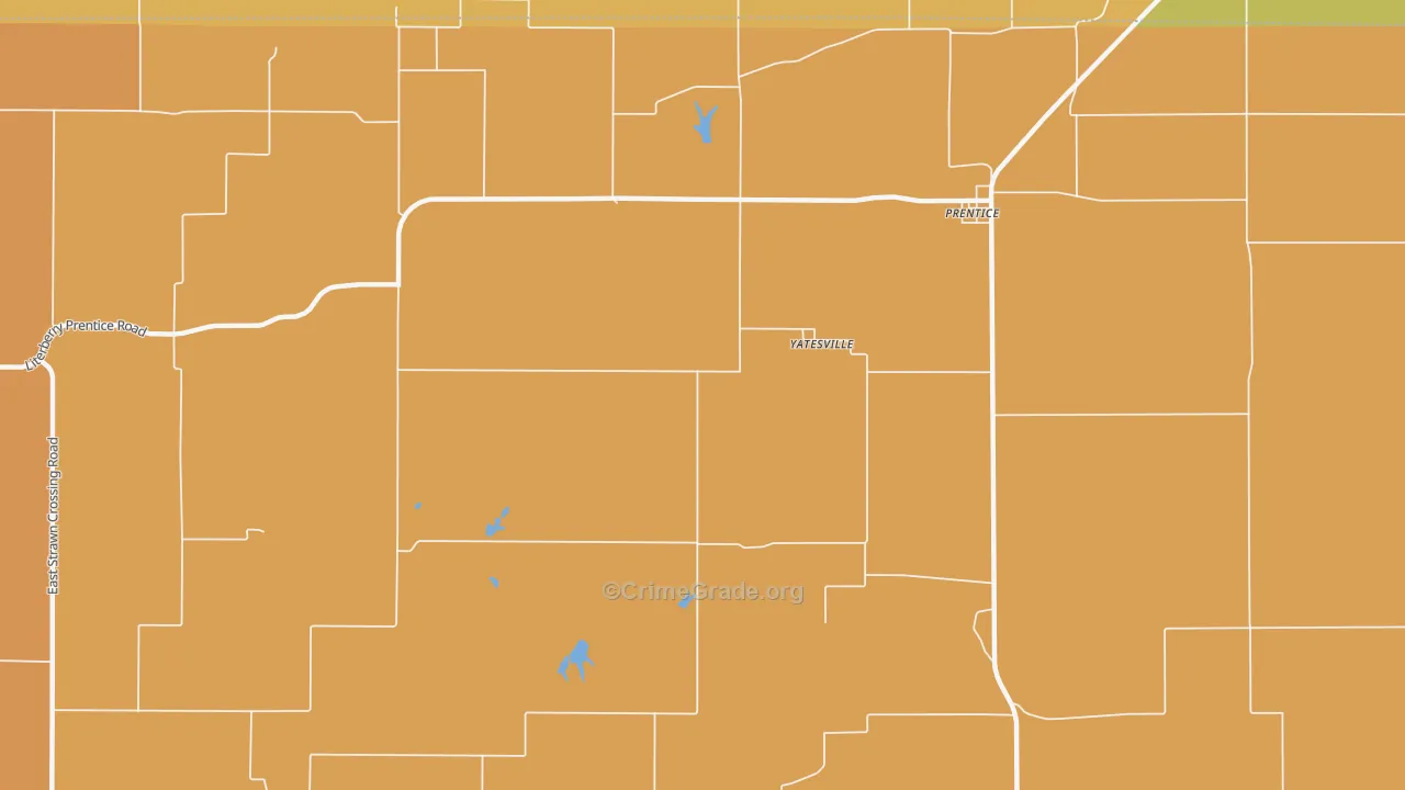 Yatesville, IL Map of Burglary Rates