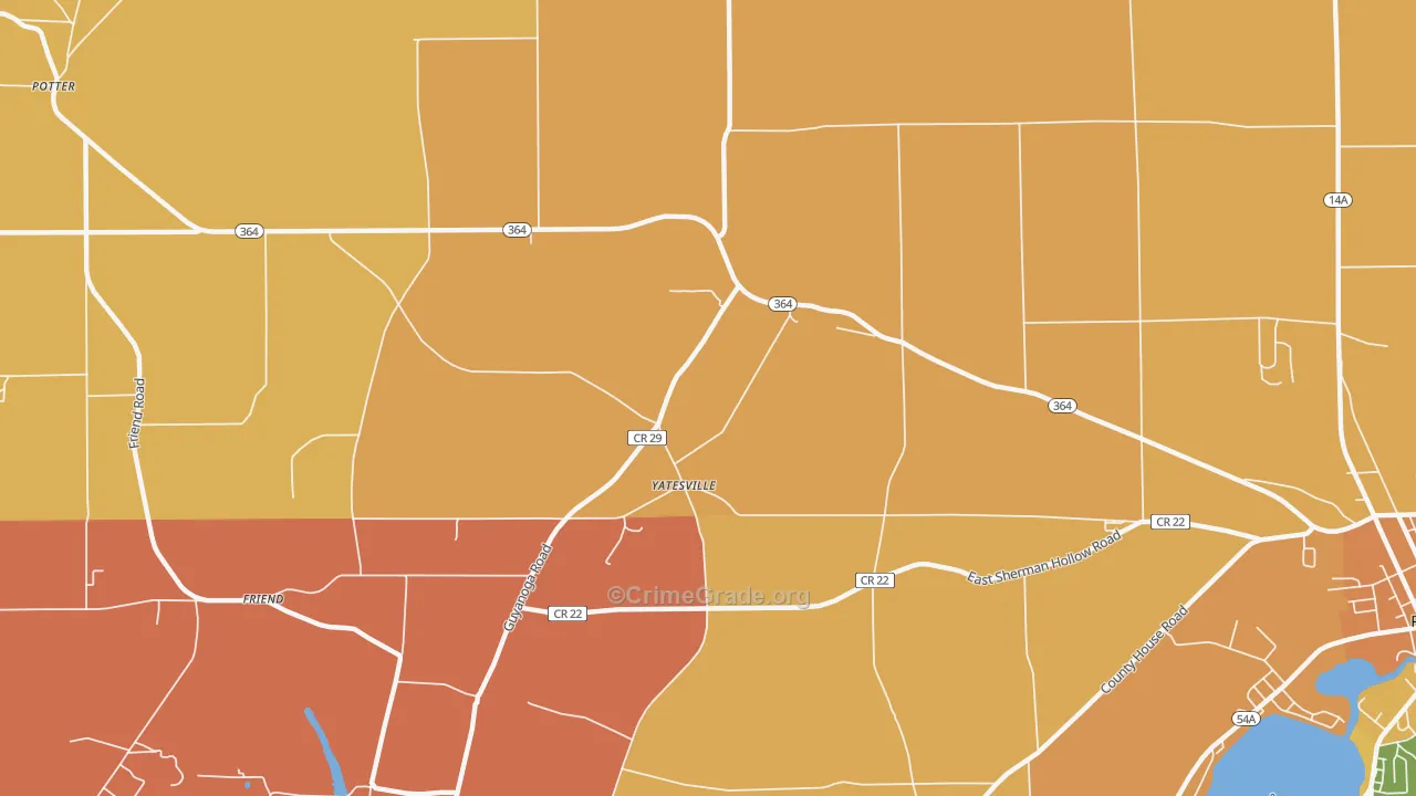 Yatesville, NY Map of Burglary Rates