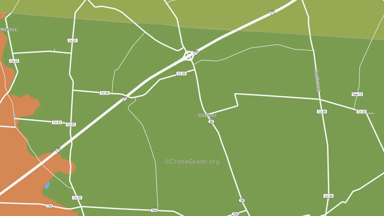 Yatesville, OH Map of Burglary Rates