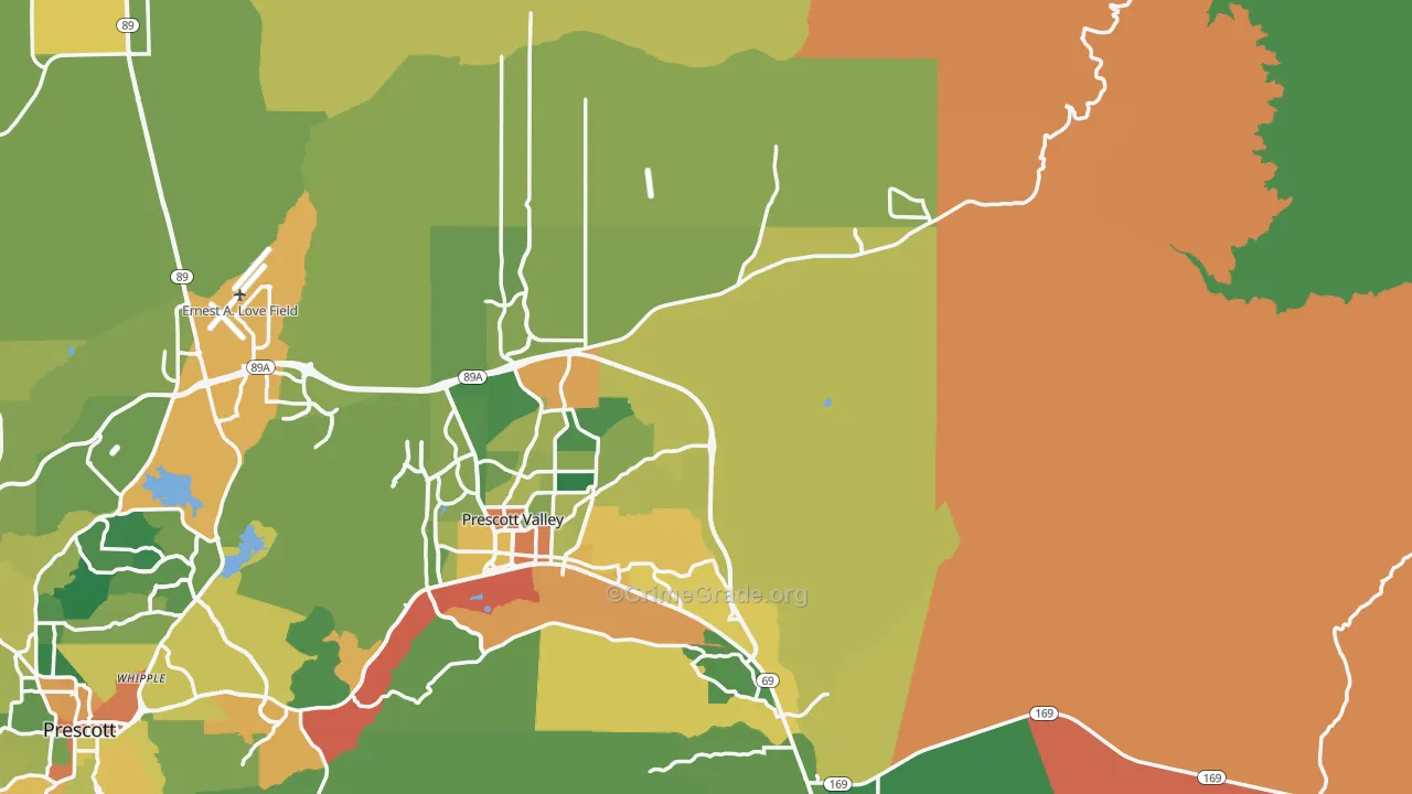 Yavapai County, AZ Map of Burglary Rates