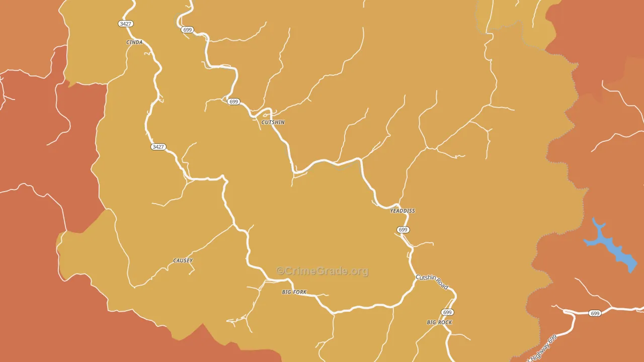 Yeaddiss, KY Map of Burglary Rates