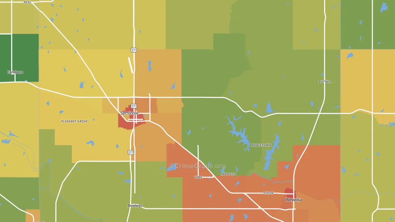 Yeager, OK Map of Burglary Rates