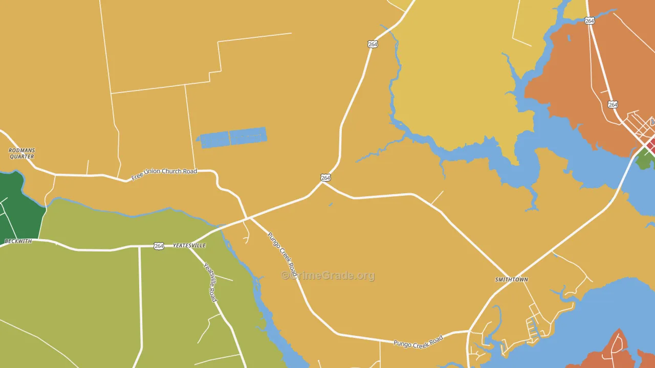 Yeatesville, NC Map of Burglary Rates