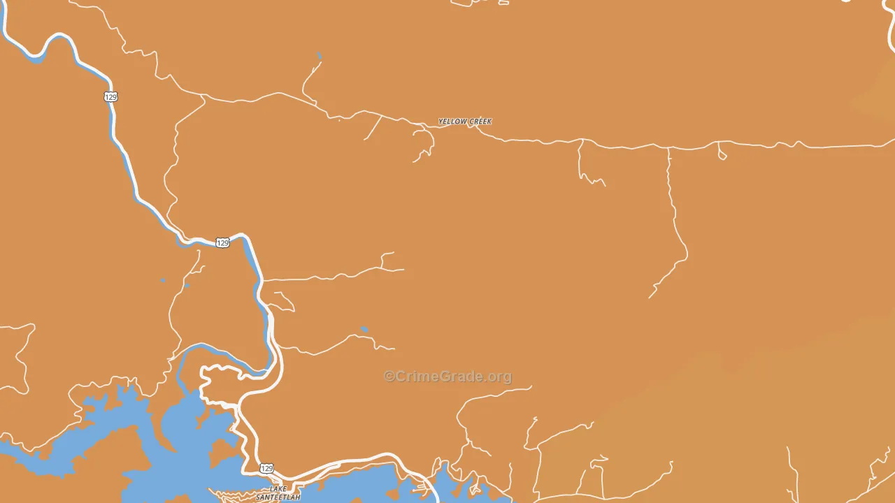 Yellow Creek, NC Map of Burglary Rates