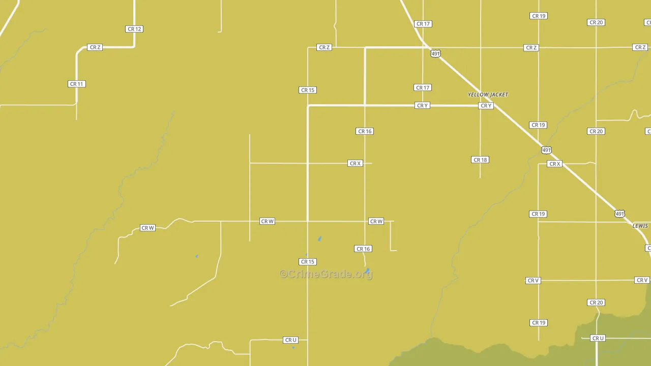 Yellow Jacket, CO Map of Burglary Rates
