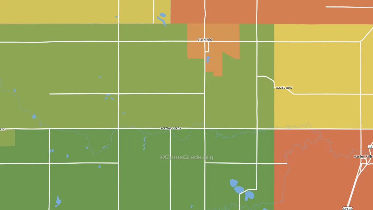 Yellow Medicine County, MN Map of Burglary Rates