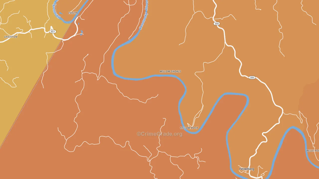 Yellow Rock, KY Map of Burglary Rates