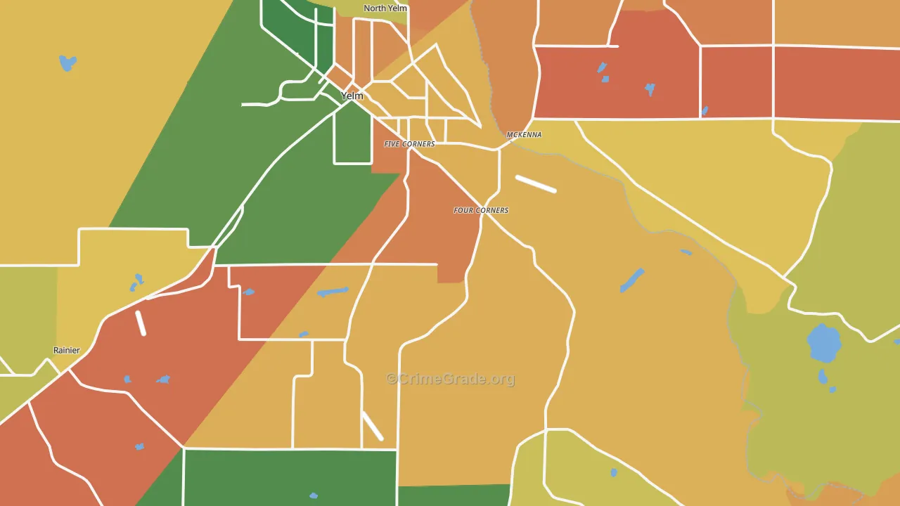 Yelm, WA Map of Burglary Rates