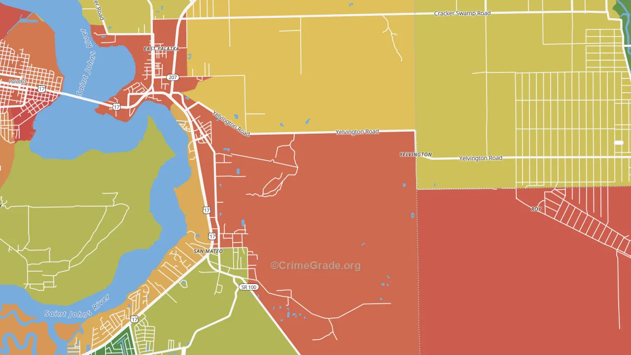 Yelvington, FL Map of Burglary Rates