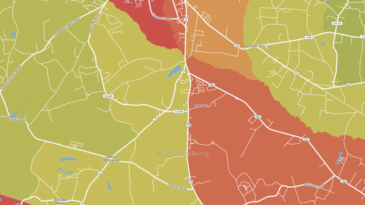 Yenome, SC Map of Burglary Rates