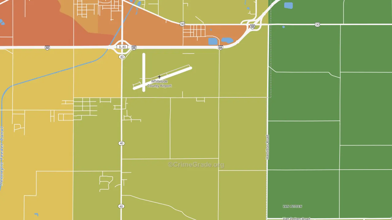 Yeoward Addition, IL Map of Burglary Rates