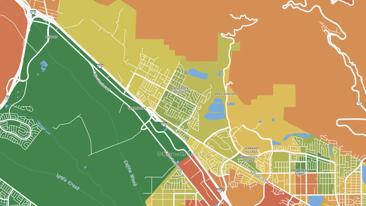 Yerdemont, San Bernardino, CA Map of Burglary Rates