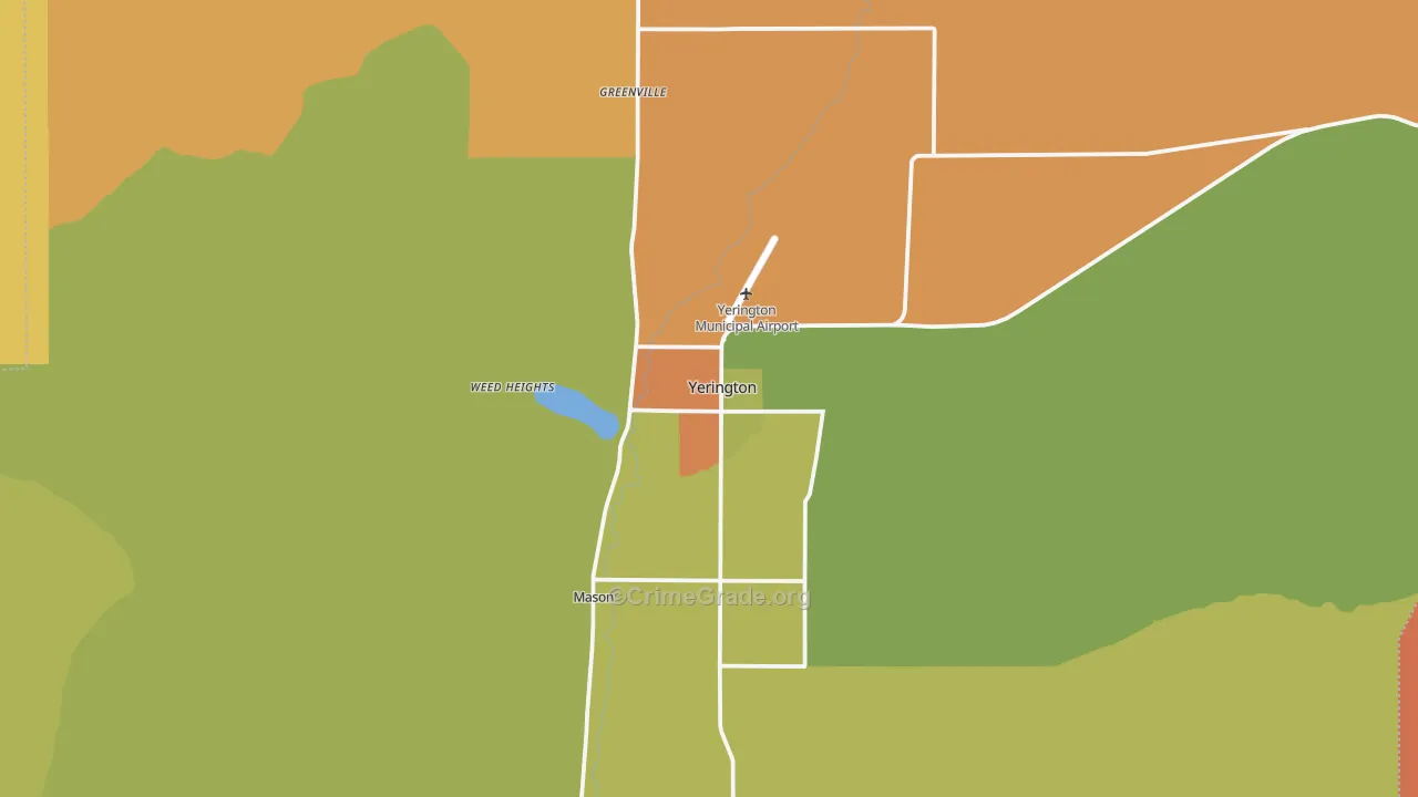 Yerington, NV Map of Burglary Rates