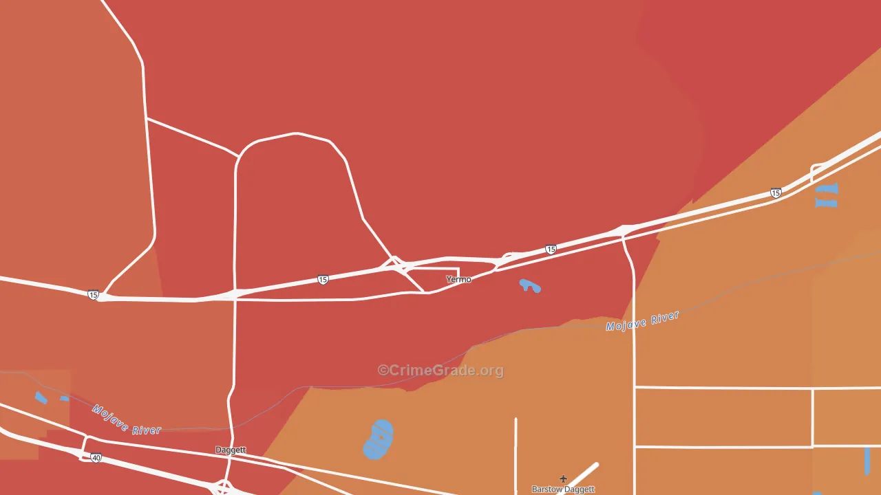 Yermo, CA Map of Burglary Rates