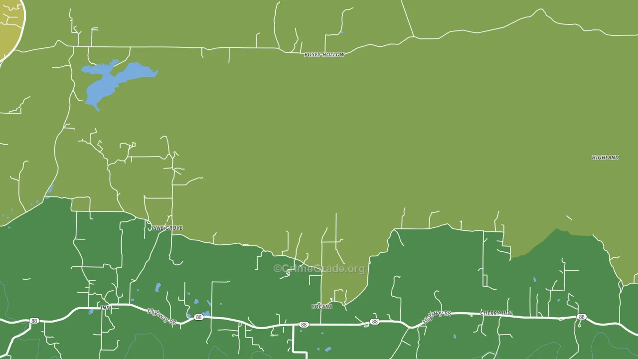 Yocana, AR Map of Burglary Rates