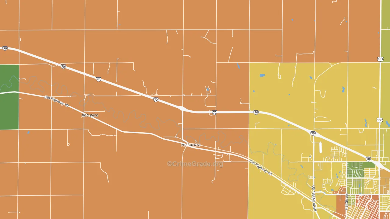 Yocemento, KS Map of Burglary Rates