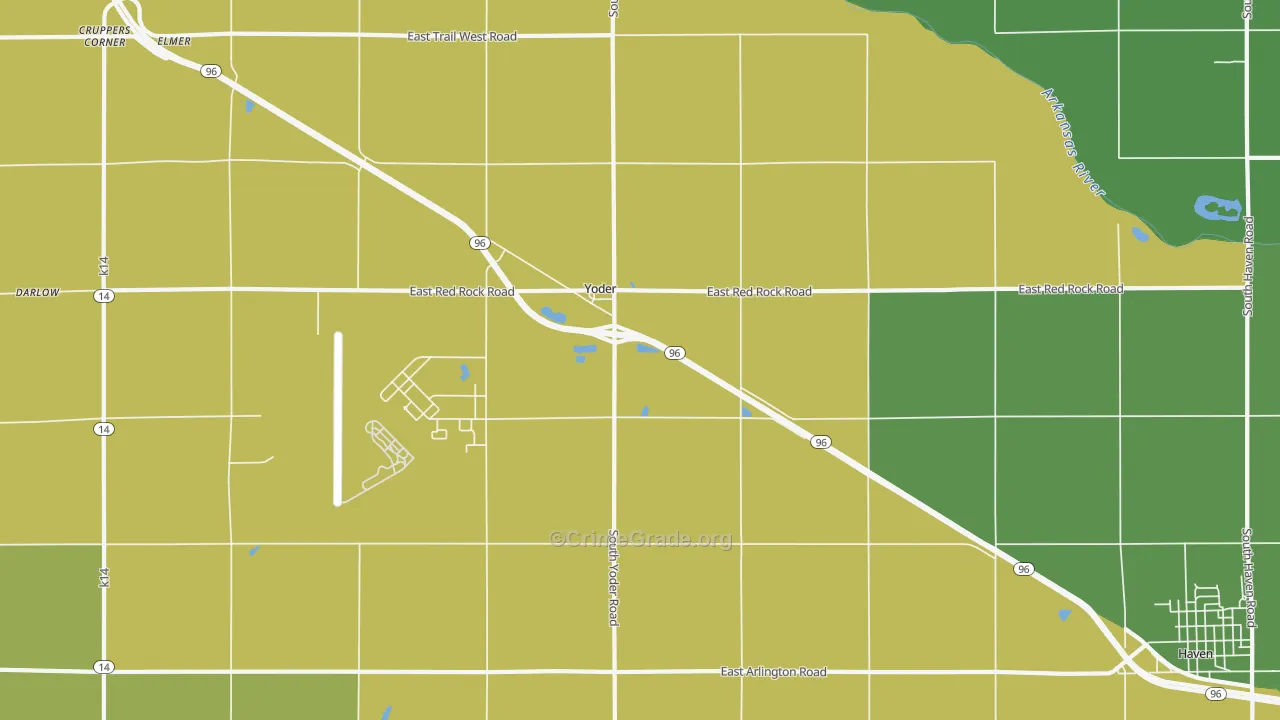 Yoder, KS Map of Burglary Rates