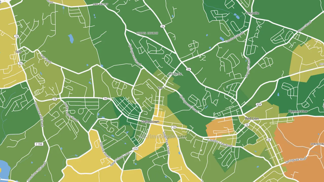 Yoe, PA Map of Burglary Rates
