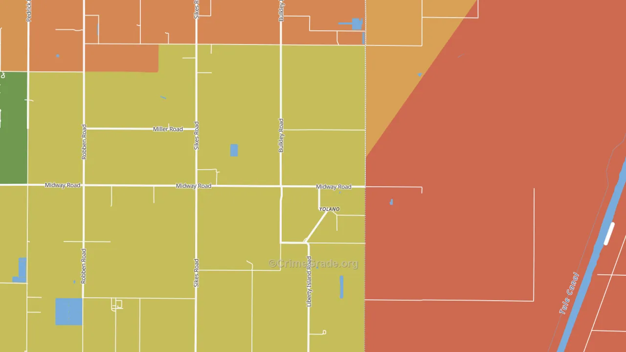Yolano, CA Map of Burglary Rates