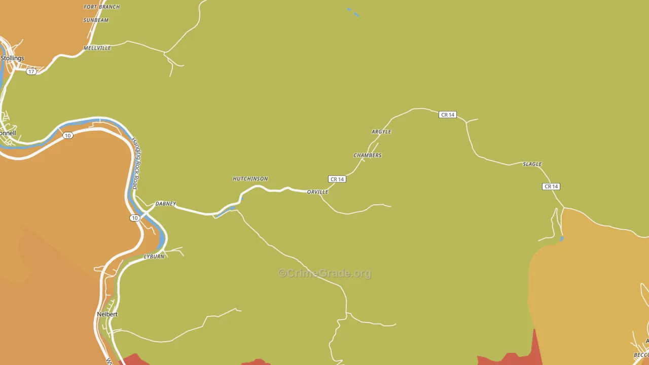 Yolyn, WV Map of Burglary Rates