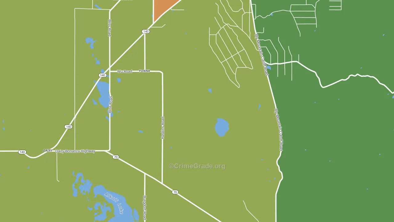 Yonna, OR Map of Burglary Rates