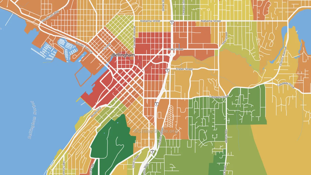 York, Bellingham, WA Map of Burglary Rates