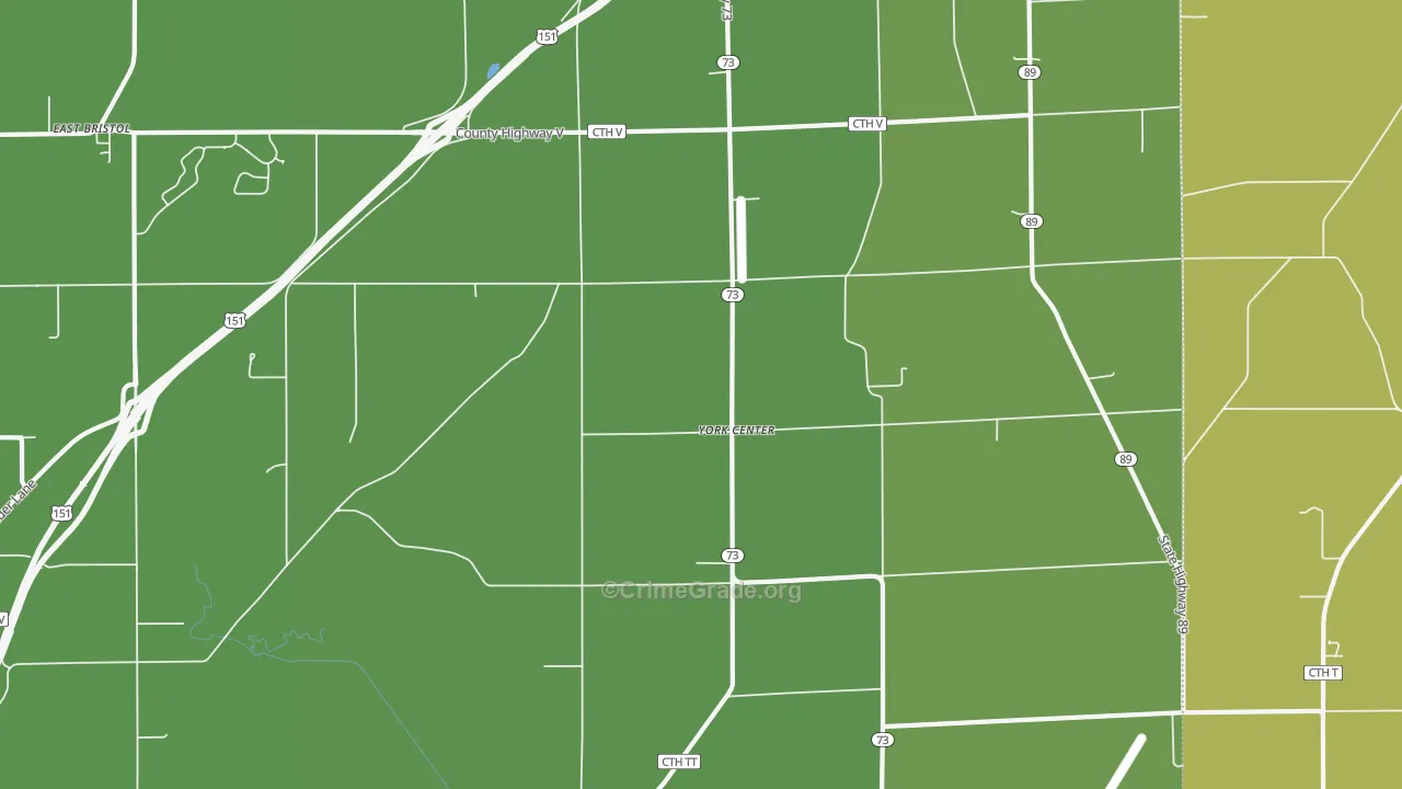 York Center, WI Map of Burglary Rates