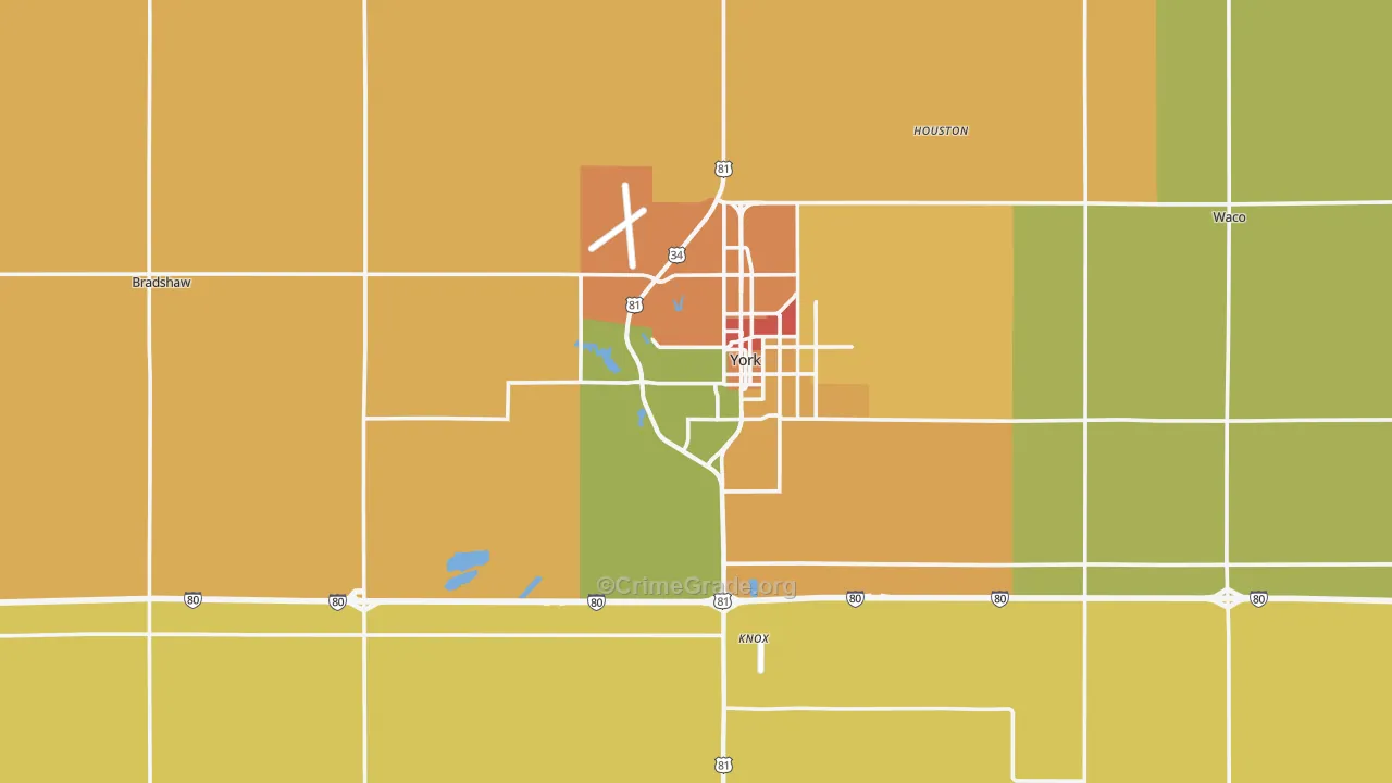 York County, NE Map of Burglary Rates