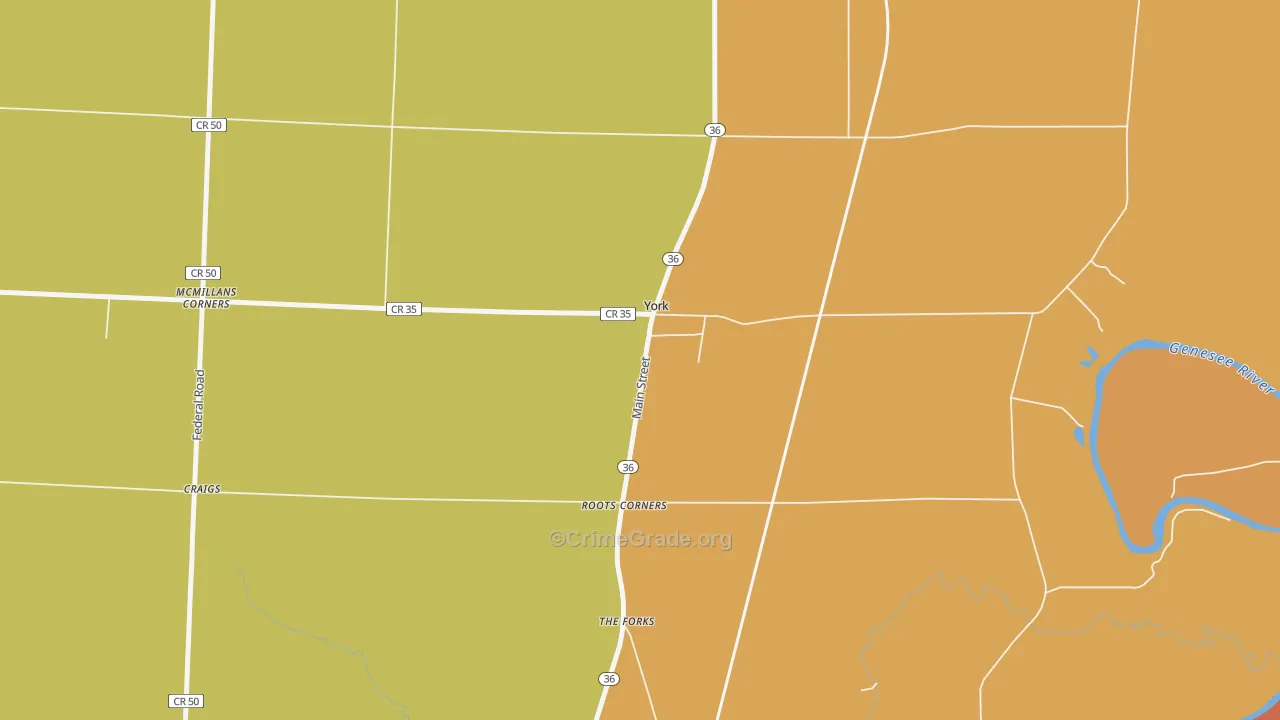 York Hamlet, NY Map of Burglary Rates