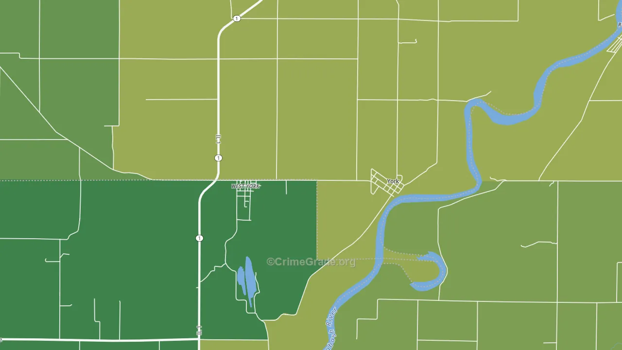 York, IL Map of Burglary Rates