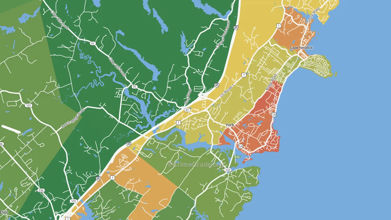 York, ME Map of Burglary Rates