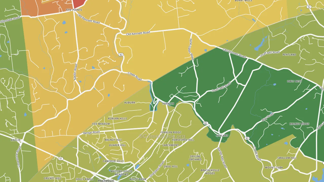 Yorklyn, DE Map of Burglary Rates